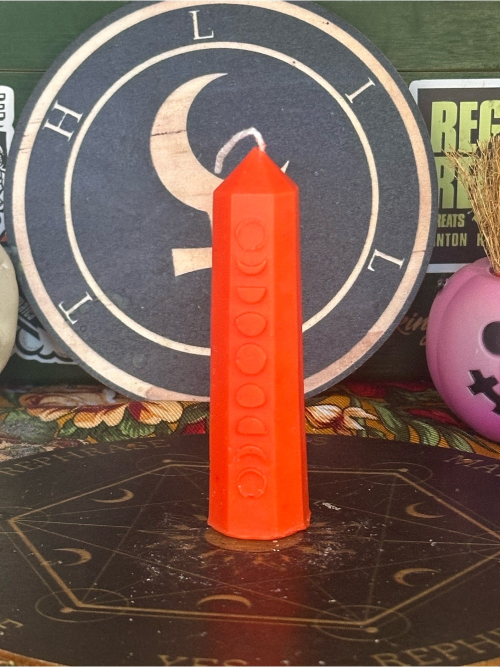 Orange Moon Phase Tower Candle